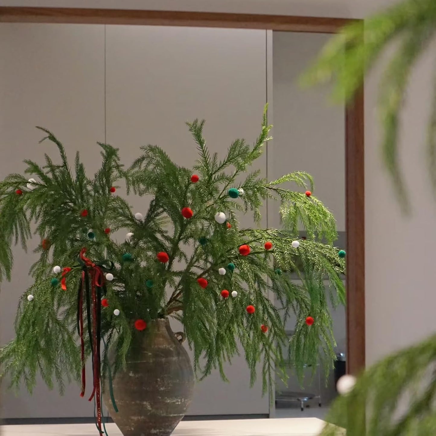 2025 Upgraded 6 Ft Artificial Norfolk Pine Garlands, Real Touch Winter Pine Garland, for Staircase, Table, Mantle, Wall, Indoor, Outdoor Christmas Decorations, Flower Arranging(1 Pack Without Light)