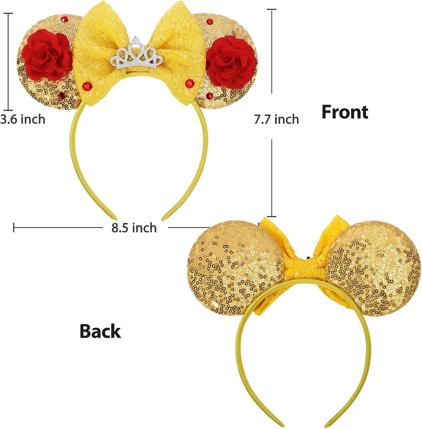 Christmas Mouse Ears Headband, Christmas Ears for Women Adult Kids, Christmas Headband Park Ears Christmas Party Cosplay Costumes Accessories (Ginger)