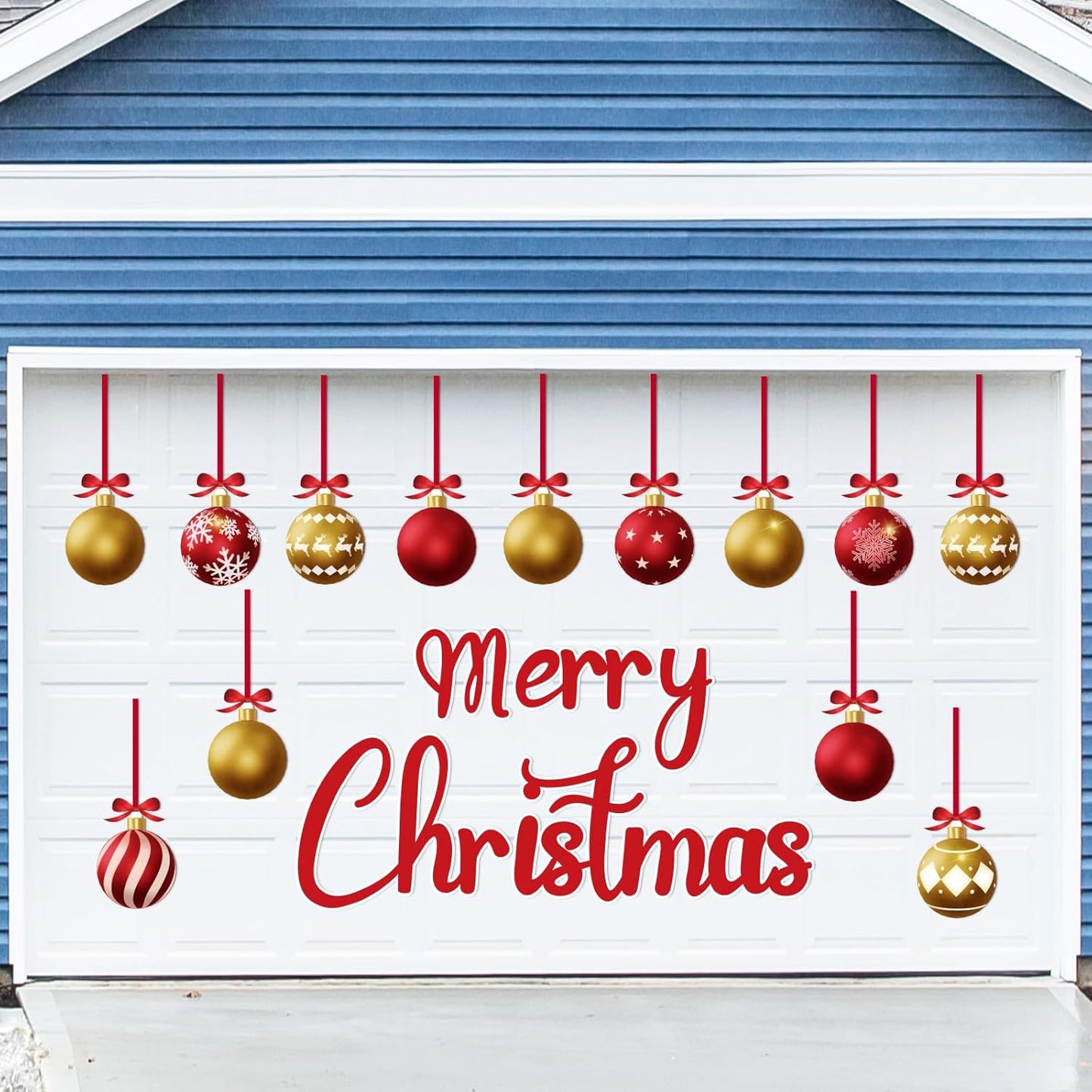 90shine 32PCS Christmas Garage Door Decorations Magnets - Merry Xmas Ball Holiday Refrigerator Fridge Kitchen Decor(Red, Silver)