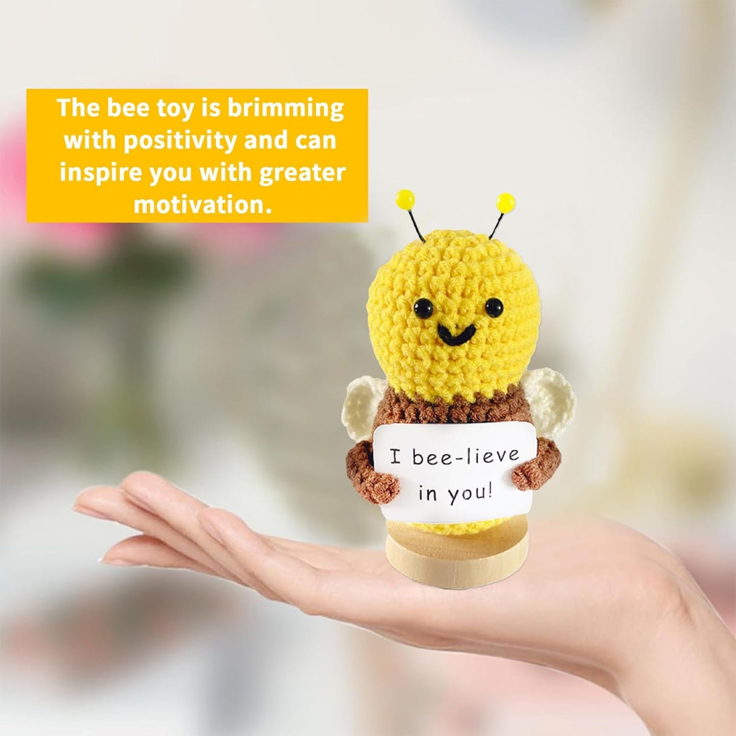 Funny Mini Positive Potato, Cute Crochet Doll with Positive Card, Soft Wool Knitting Toy Decoration