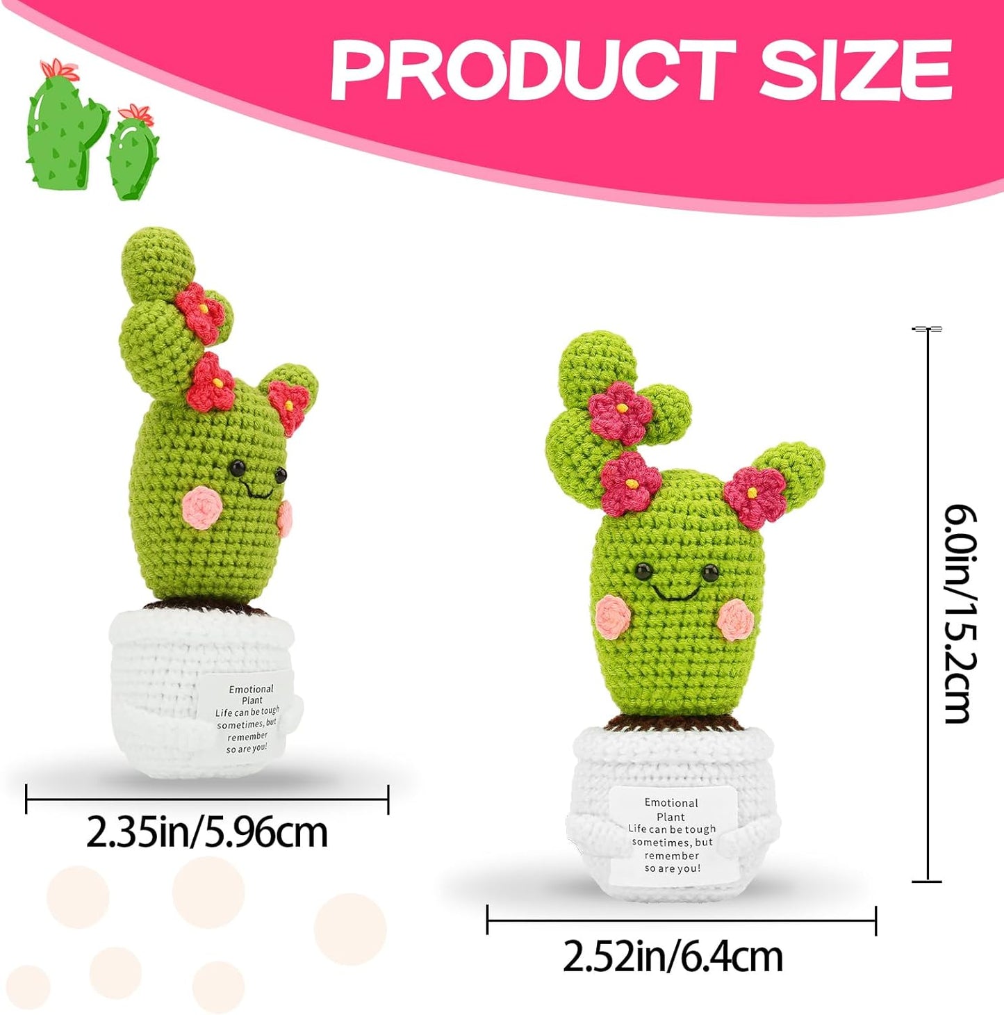 Hoedia Handmade Emotional Pickle Gift, Cucumber Crochet Doll Inspirational Gifts with Cards, Cute Knitted Funny Support Pickle Potato Friend Birthday (Emotional Strawberry)