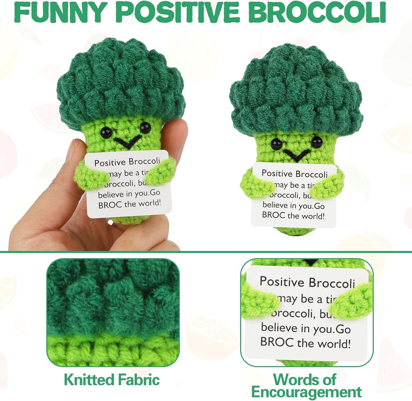 Hoedia Handmade Emotional Pickle Gift, Cucumber Crochet Doll Inspirational Gifts with Cards, Cute Knitted Funny Support Pickle Potato Friend Birthday (Emotional Strawberry)