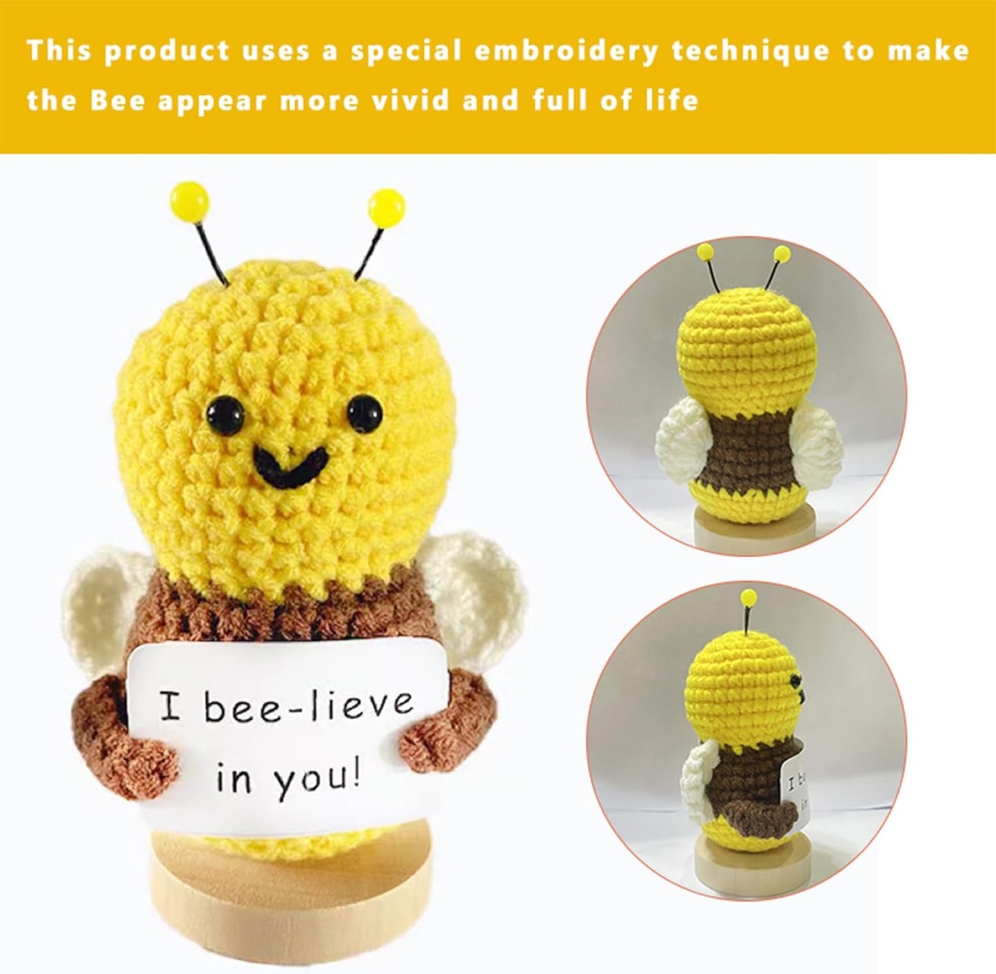 Funny Mini Positive Potato, Cute Crochet Doll with Positive Card, Soft Wool Knitting Toy Decoration