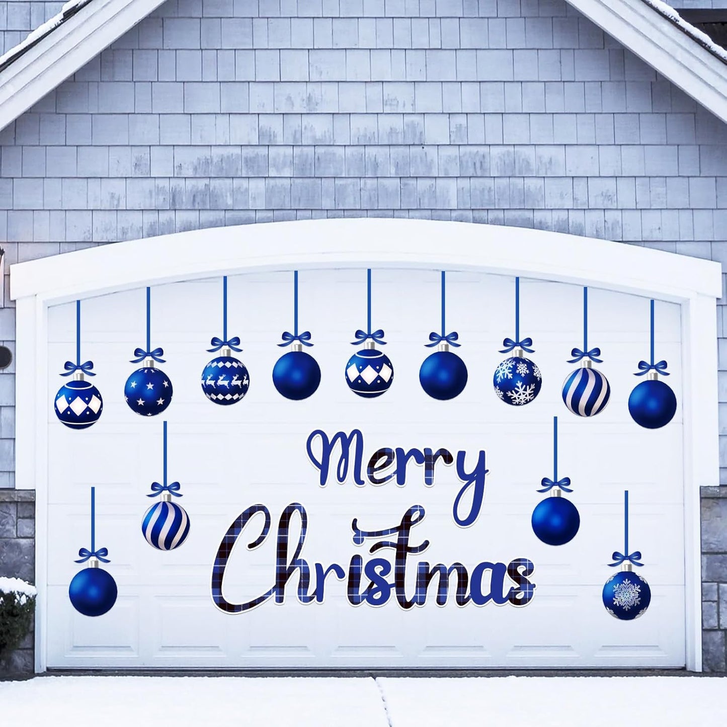 90shine 32PCS Christmas Garage Door Decorations Magnets - Merry Xmas Ball Holiday Refrigerator Fridge Kitchen Decor(Red, Silver)