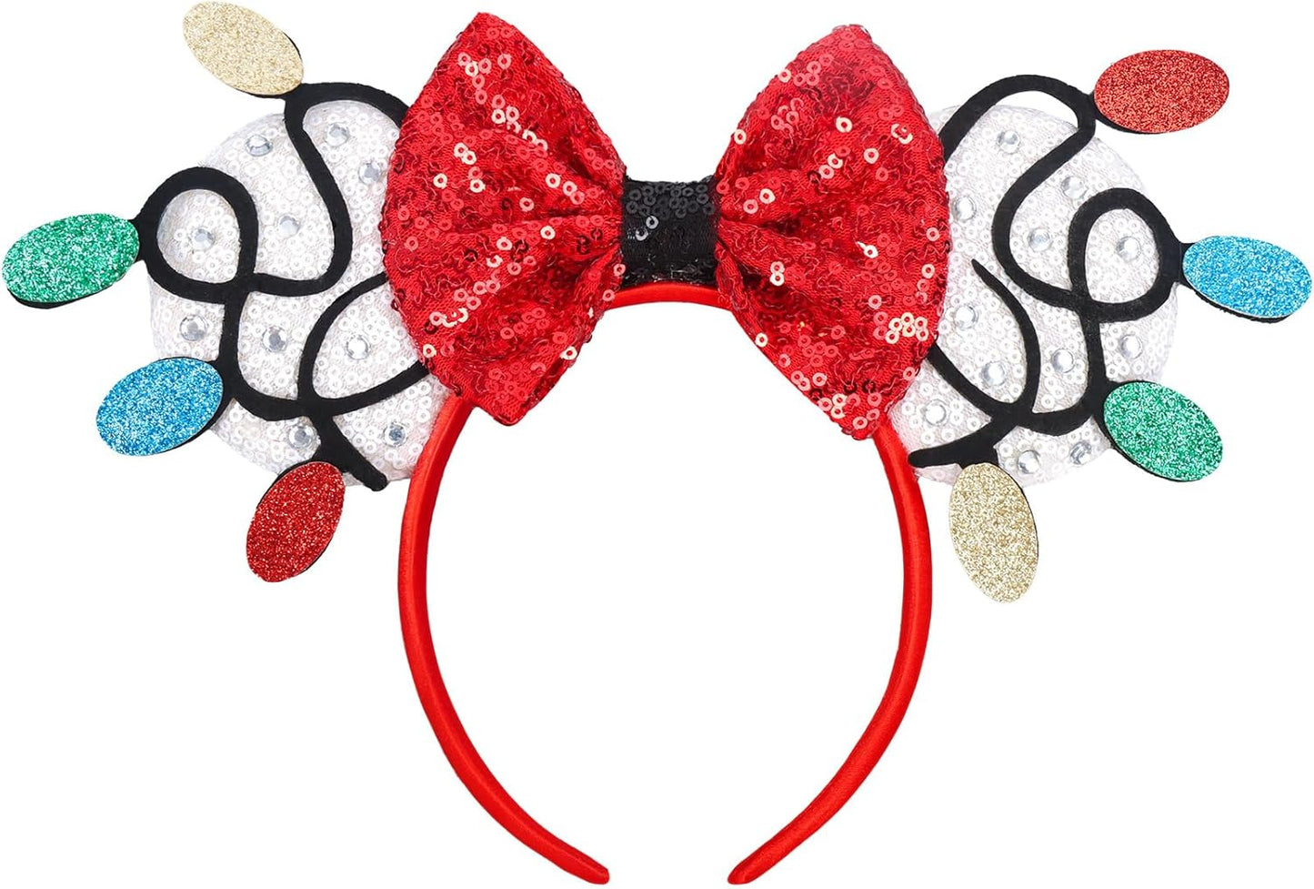 Christmas Mouse Ears Headband, Christmas Ears for Women Adult Kids, Christmas Headband Park Ears Christmas Party Cosplay Costumes Accessories (Ginger)