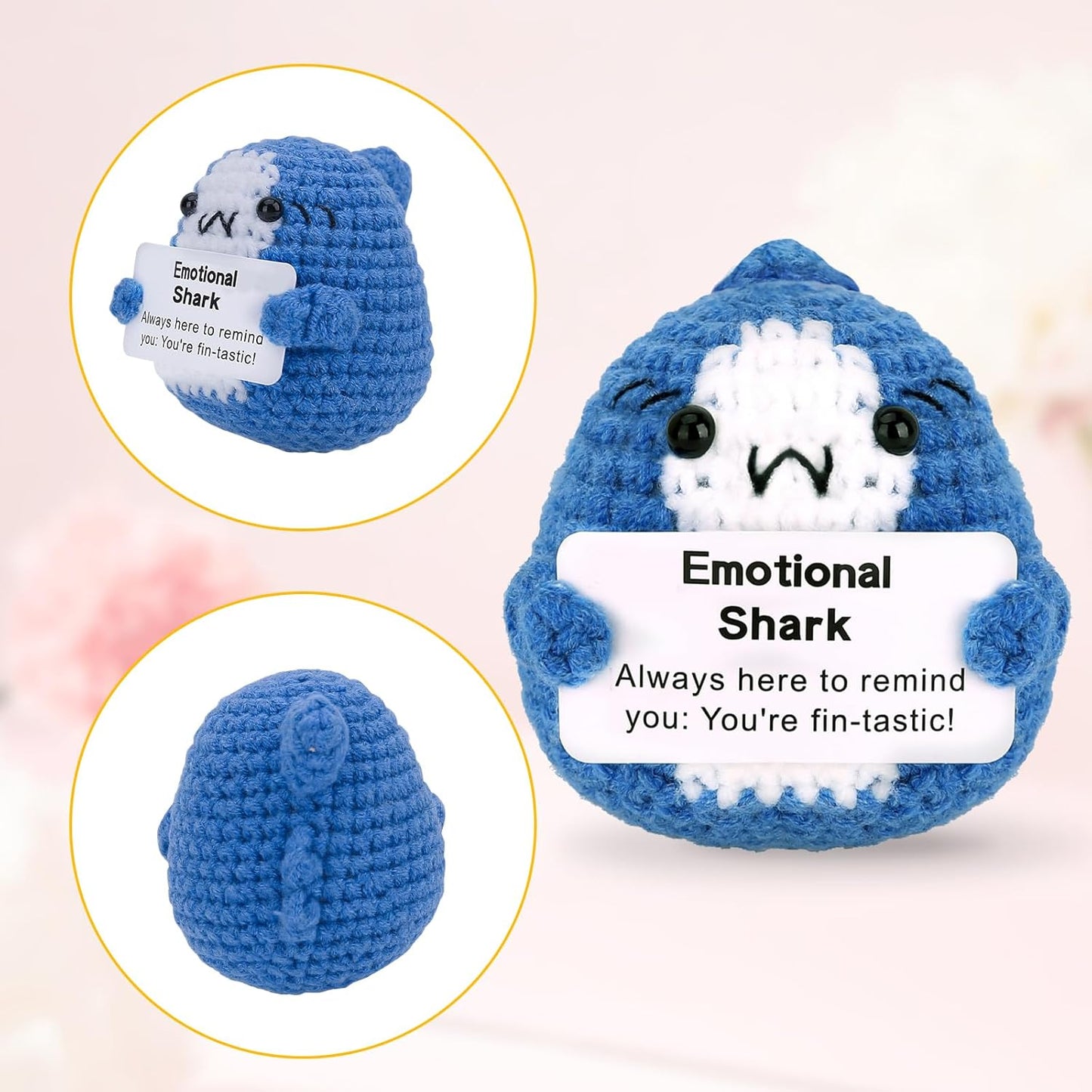 Hoedia Handmade Emotional Pickle Gift, Cucumber Crochet Doll Inspirational Gifts with Cards, Cute Knitted Funny Support Pickle Potato Friend Birthday (Emotional Strawberry)