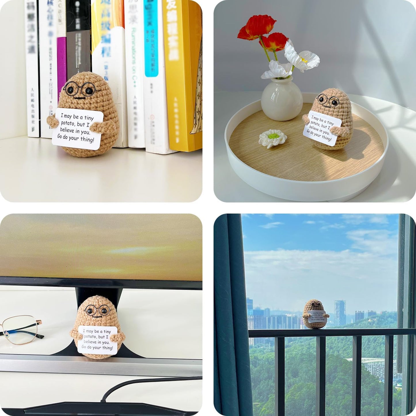 Inspirational Crochet Potato Funny Gifts with Positive Words Christmas Decoration