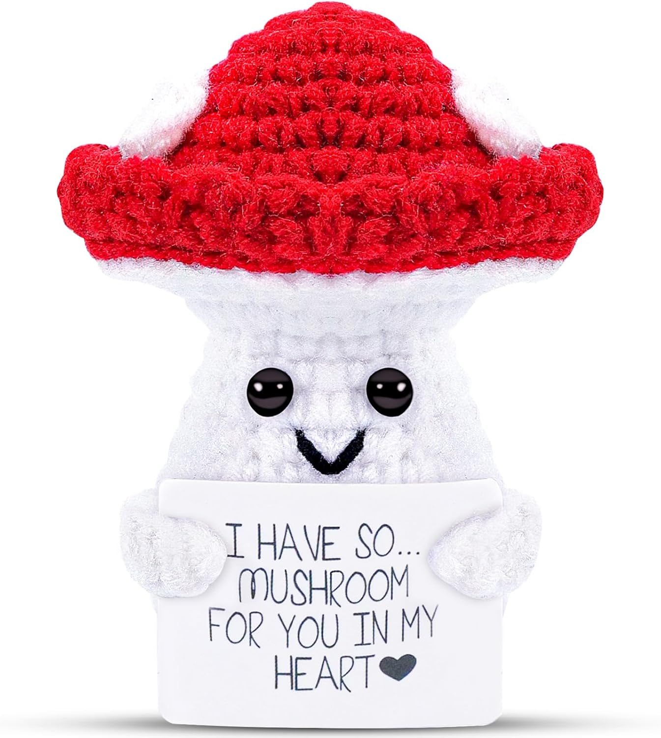 Hoedia Handmade Emotional Pickle Gift, Cucumber Crochet Doll Inspirational Gifts with Cards, Cute Knitted Funny Support Pickle Potato Friend Birthday (Emotional Strawberry)