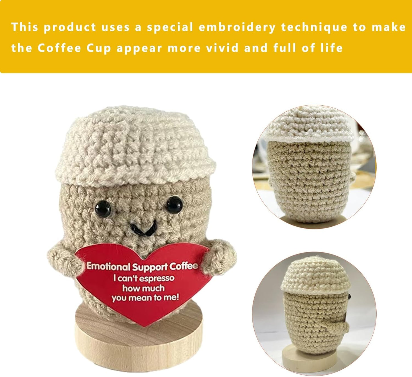 Funny Mini Positive Potato, Cute Crochet Doll with Positive Card, Soft Wool Knitting Toy Decoration