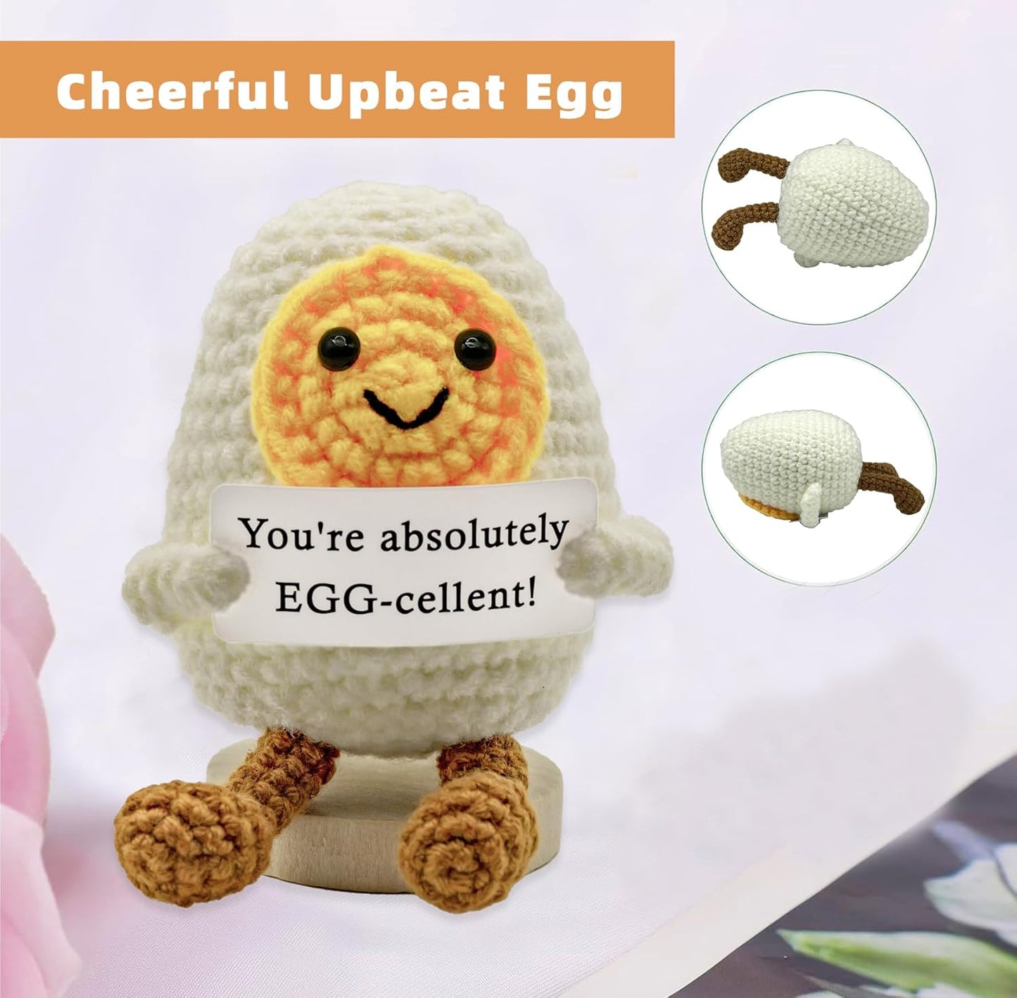 Funny Mini Positive Potato, Cute Crochet Doll with Positive Card, Soft Wool Knitting Toy Decoration