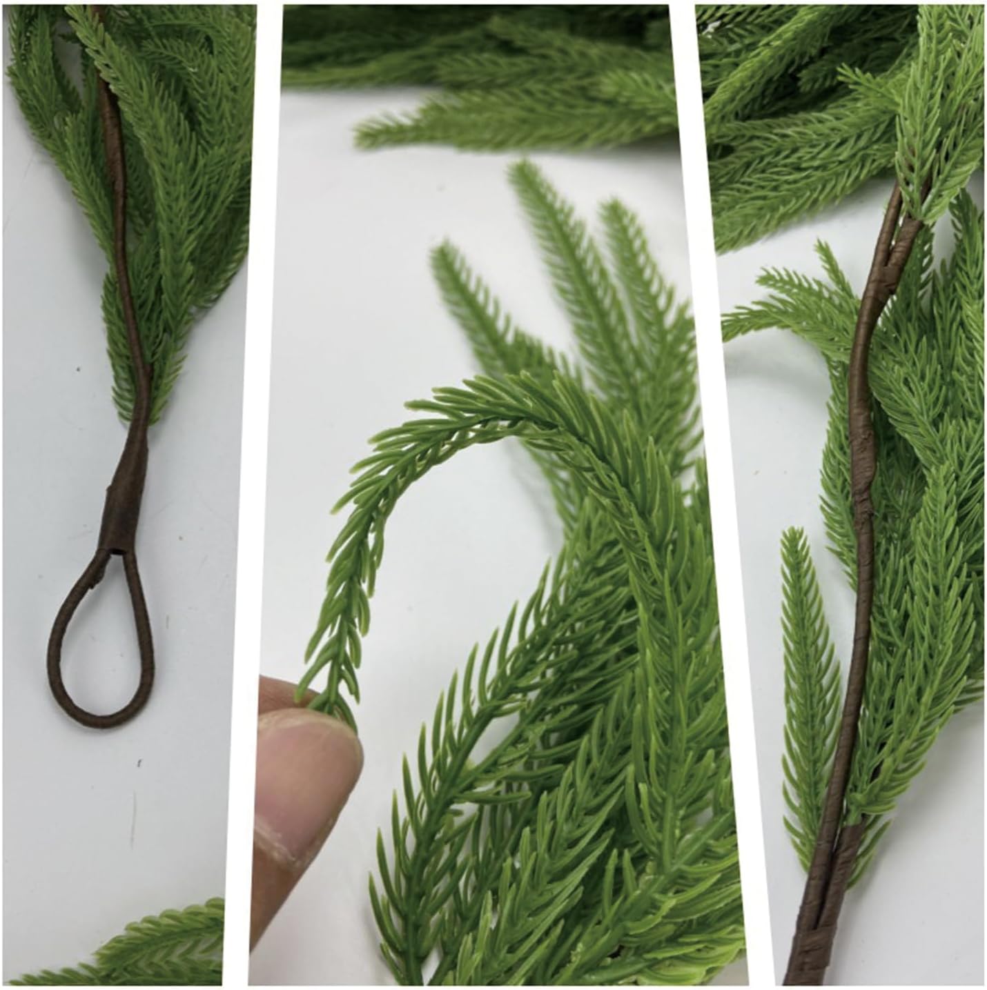 2025 Upgraded 6 Ft Artificial Norfolk Pine Garlands, Real Touch Winter Pine Garland, for Staircase, Table, Mantle, Wall, Indoor, Outdoor Christmas Decorations, Flower Arranging(1 Pack Without Light)
