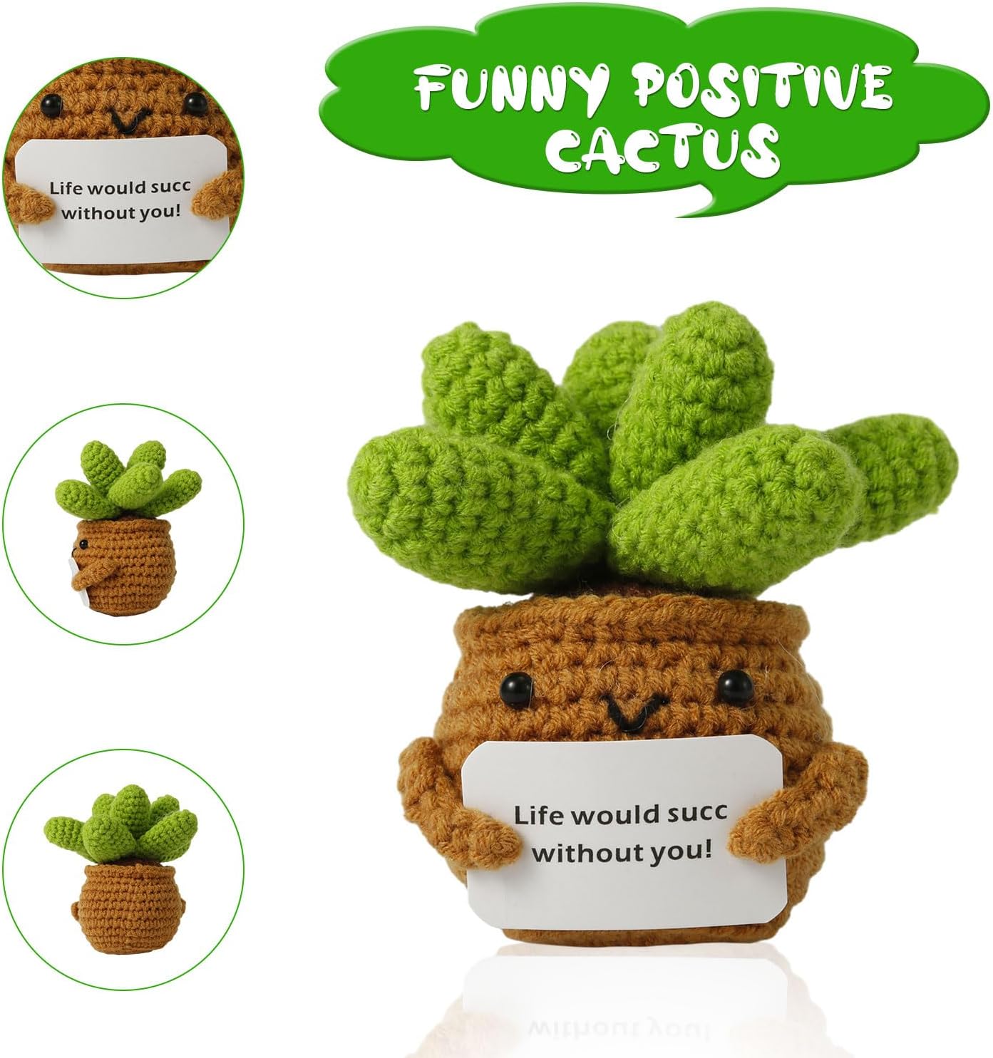 Crochet Potted Plants, Creative Knitted Potted Plants Mini Cute Emotional Positive Succulents Positive Life Potato Doll Ornaments Gifts