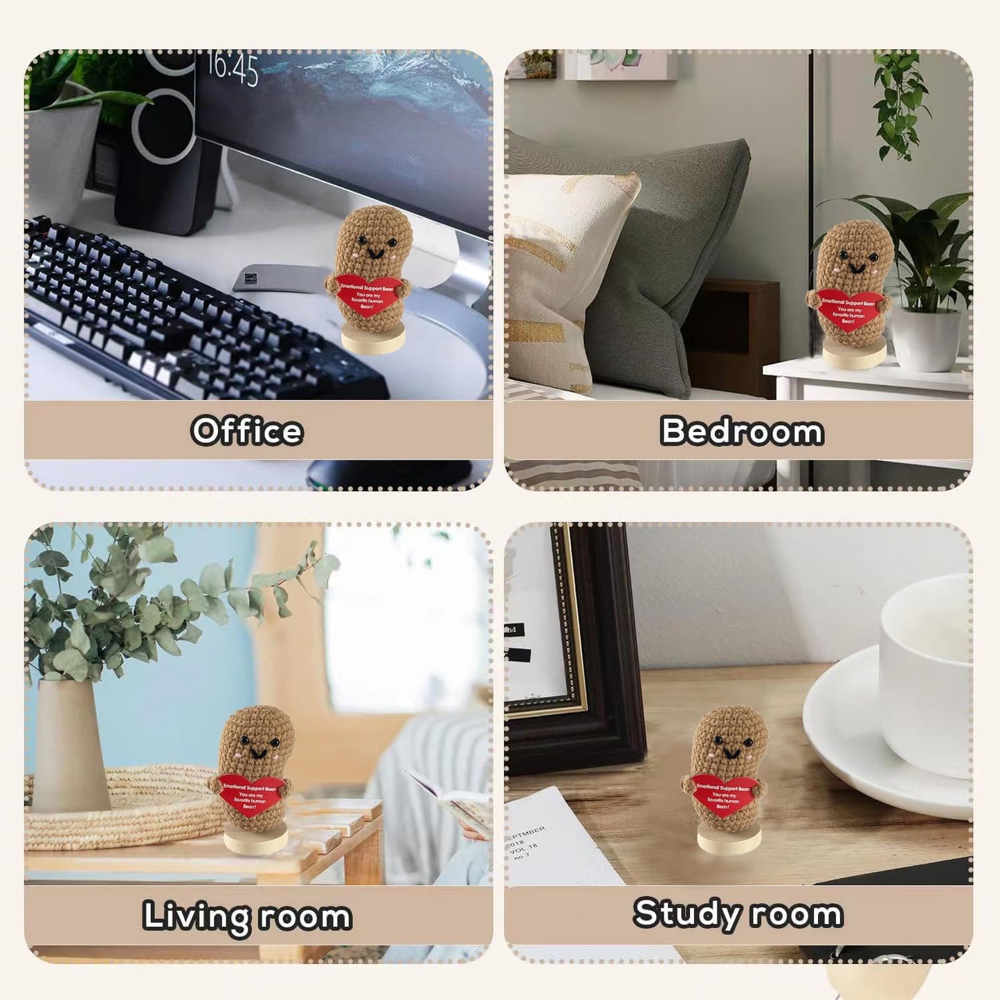 Funny Mini Positive Potato, Cute Crochet Doll with Positive Card, Soft Wool Knitting Toy Decoration