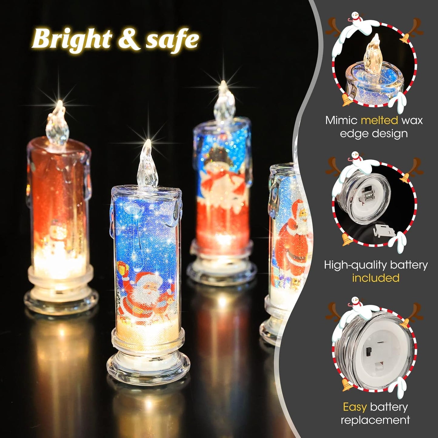 Rose Shadow LED Flameless Candles, 6PCS Romantic Battery Operated Candles Led Pillar Candles for Valentines Anniversary Wedding Christmas Decorations(White, D 2.5" x H 7.2")