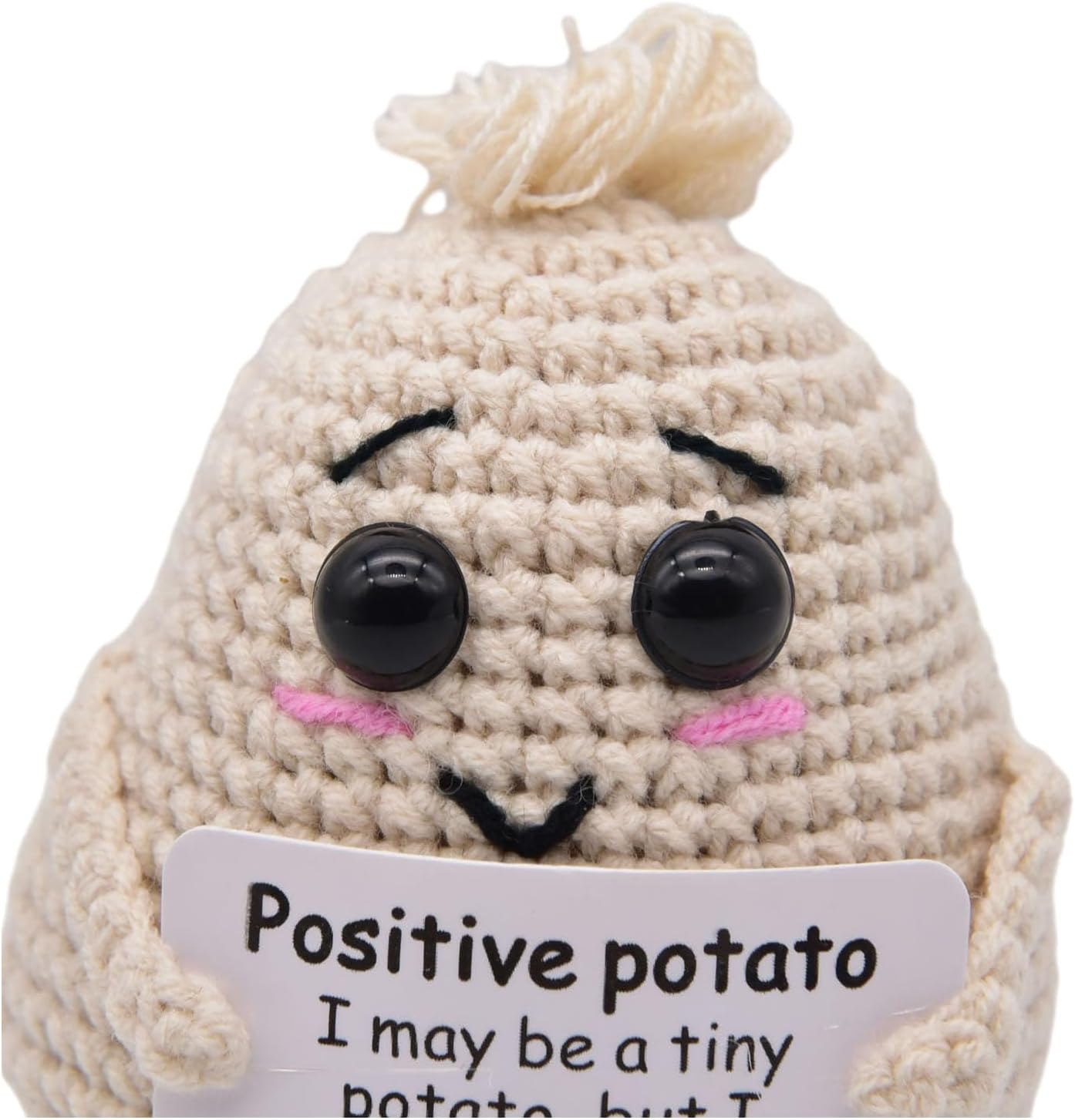 Mini Positive Cute Funny Life Potato Tomato Eggplant Onion Cute Animals Creative Knitted Holding Card Crochet Birthday Christmas Girls Gifts Party Decor