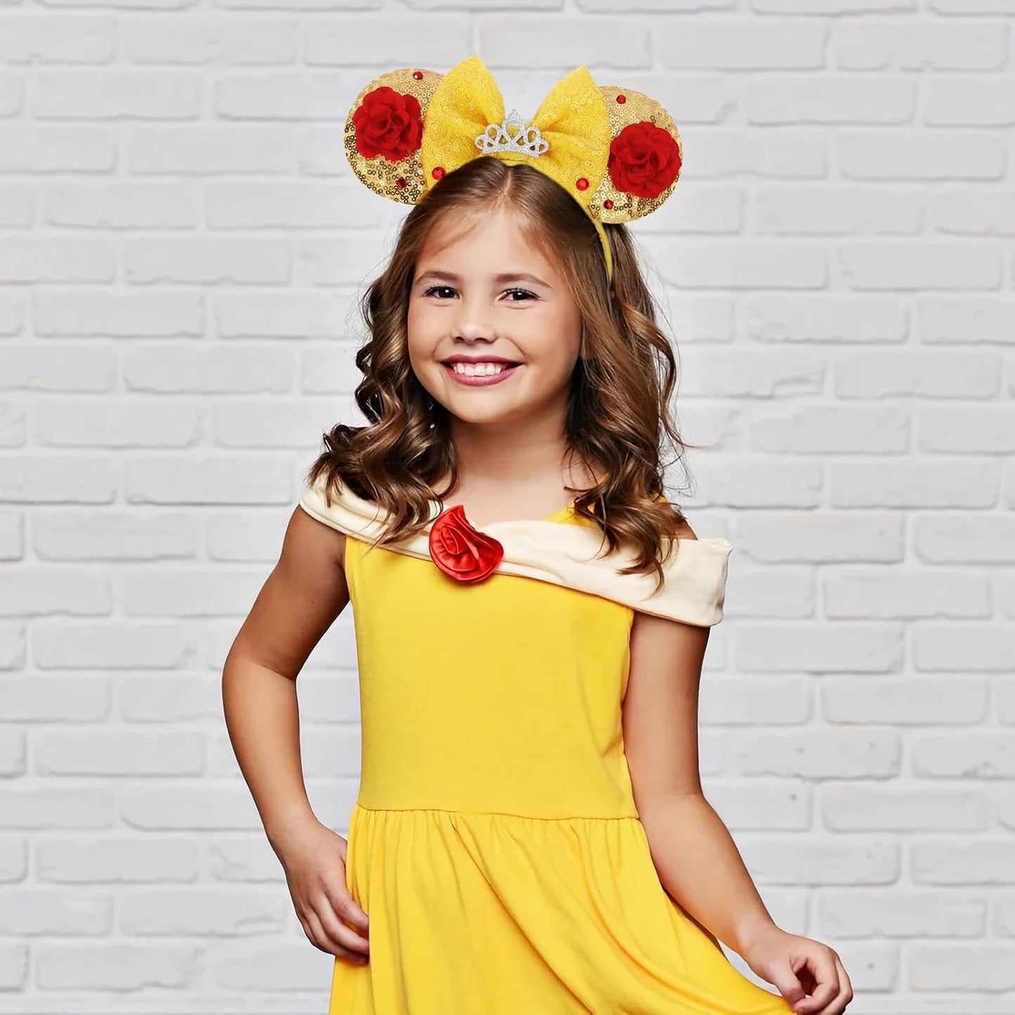 Christmas Mouse Ears Headband, Christmas Ears for Women Adult Kids, Christmas Headband Park Ears Christmas Party Cosplay Costumes Accessories (Ginger)