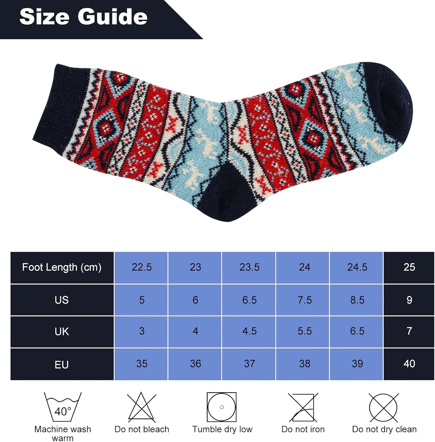 5Pairs Free Size Fuzzy Socks Soft Wool Crew Warm Socks for Women Winter Multicolor Christmas Womens Winter Socks Gift Box