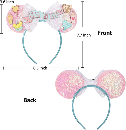 Christmas Mouse Ears Headband, Christmas Ears for Women Adult Kids, Christmas Headband Park Ears Christmas Party Cosplay Costumes Accessories (Ginger)