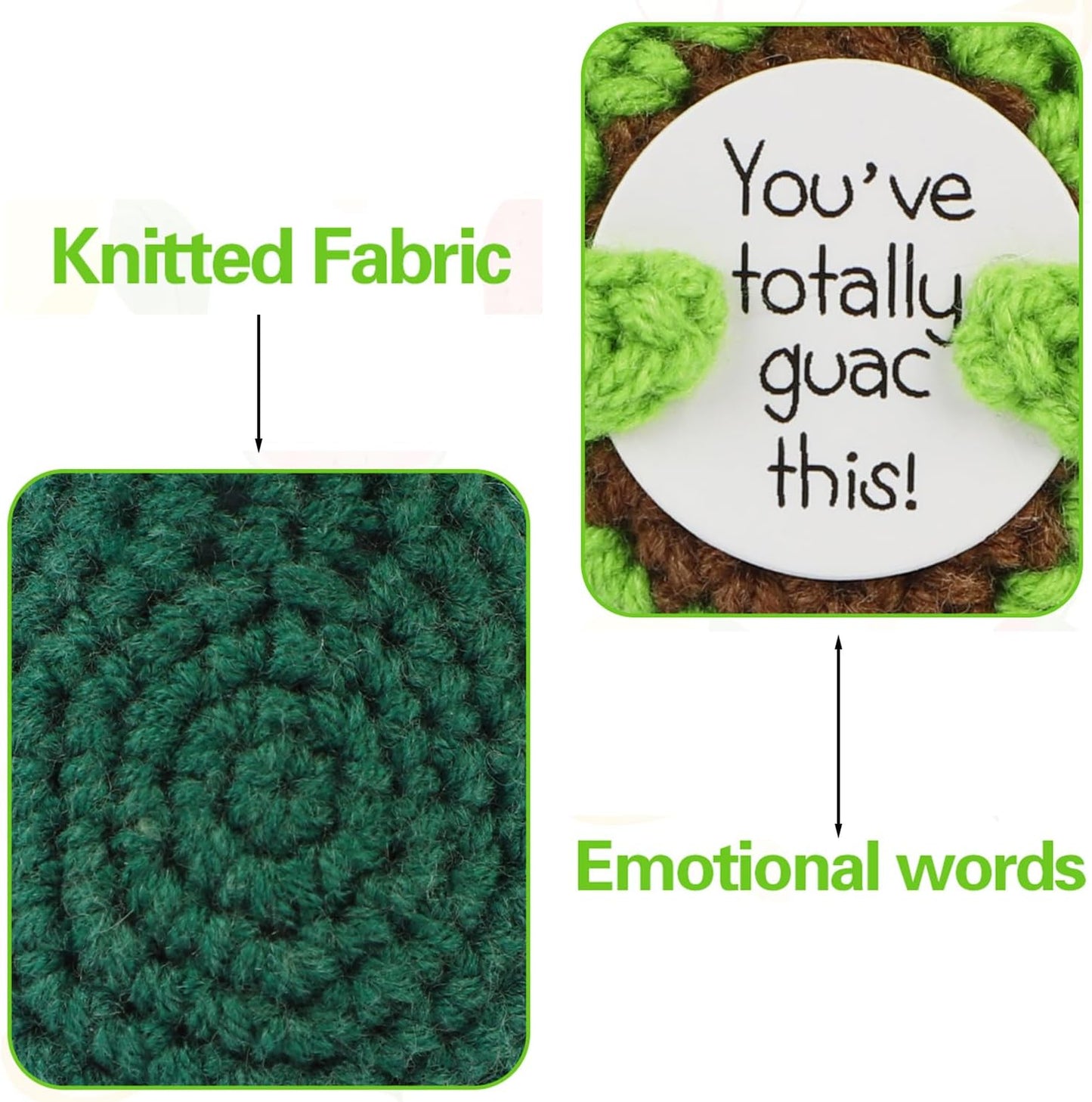 Hoedia Handmade Emotional Pickle Gift, Cucumber Crochet Doll Inspirational Gifts with Cards, Cute Knitted Funny Support Pickle Potato Friend Birthday (Emotional Strawberry)