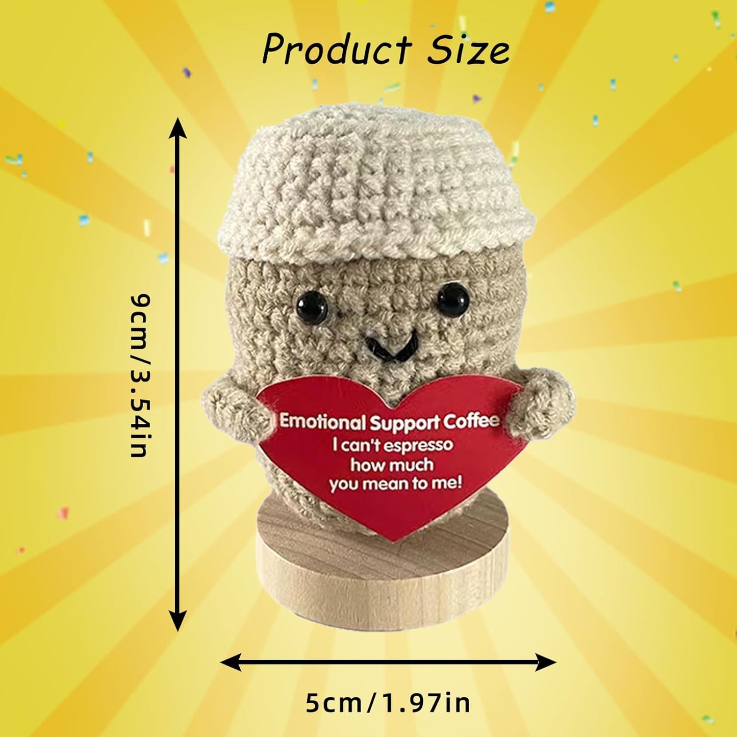 Funny Mini Positive Potato, Cute Crochet Doll with Positive Card, Soft Wool Knitting Toy Decoration