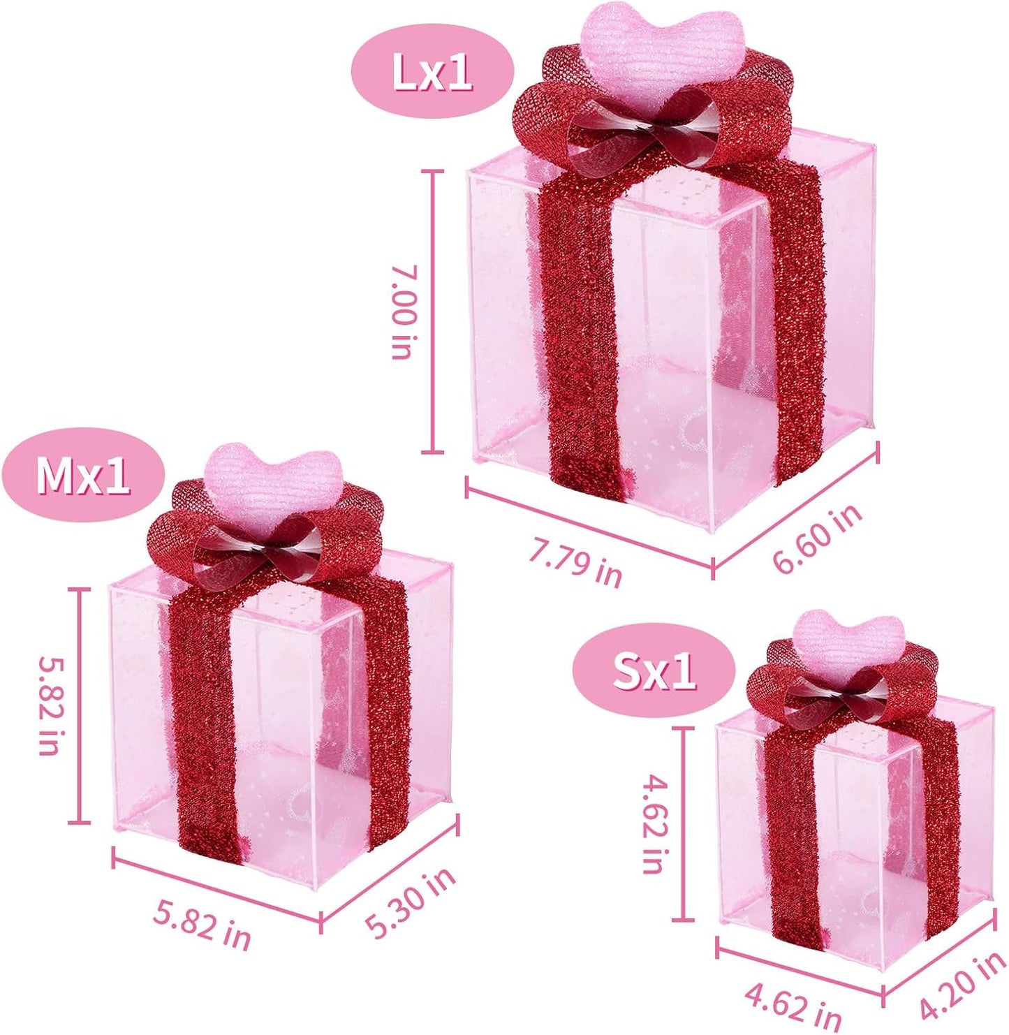 Christmas Joy Lighted Gift Boxes Decorations Set of 3, 2.6Ft Stackable Christmas Nesting Boxes Battery Operated for Home and Party Decoration