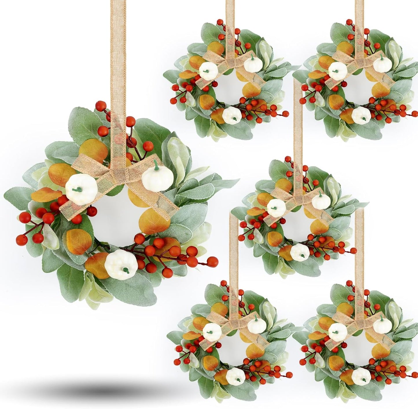 24" Christmas Wreaths for Front Door 2 PCS Christmas Teardrop Swag Winter Wreath with Red Ball Red Berry Pine Needles for Indoor Outdoor Farmhouse Home Wall Window Festival Wedding Decor