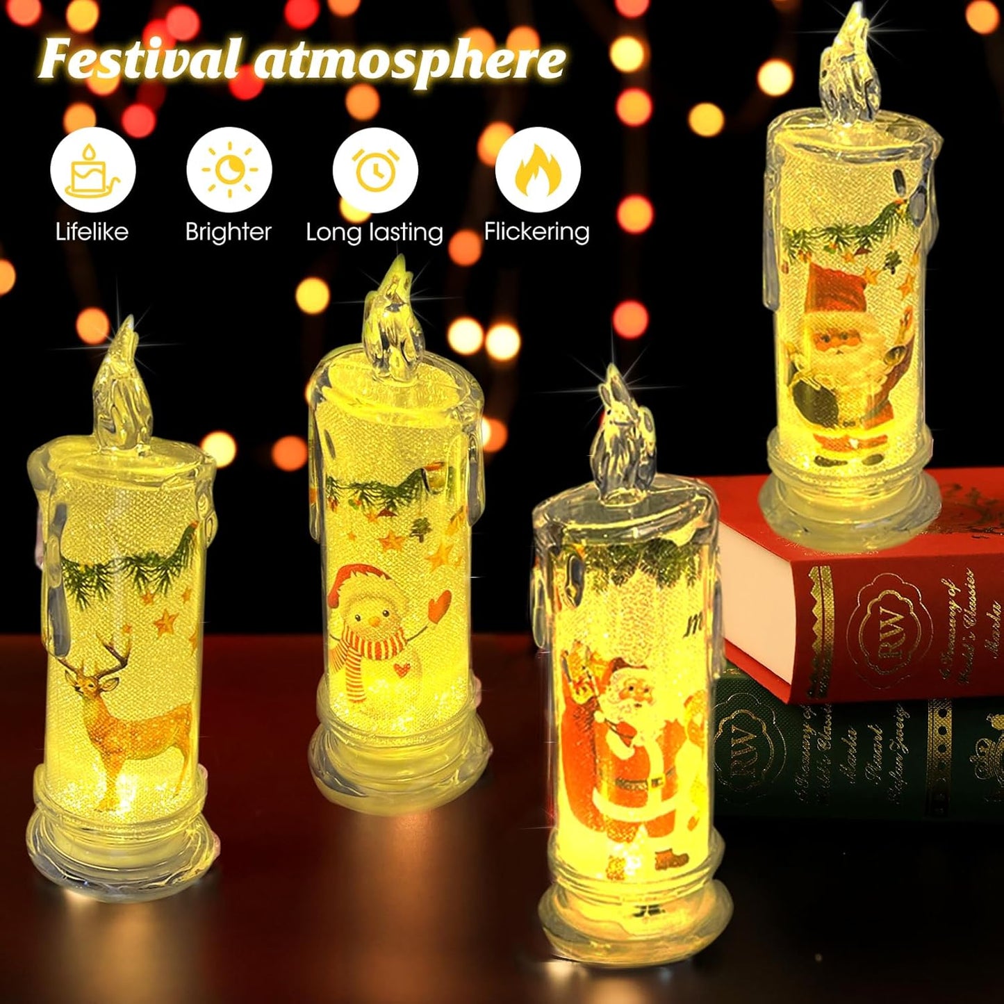Rose Shadow LED Flameless Candles, 6PCS Romantic Battery Operated Candles Led Pillar Candles for Valentines Anniversary Wedding Christmas Decorations(White, D 2.5" x H 7.2")