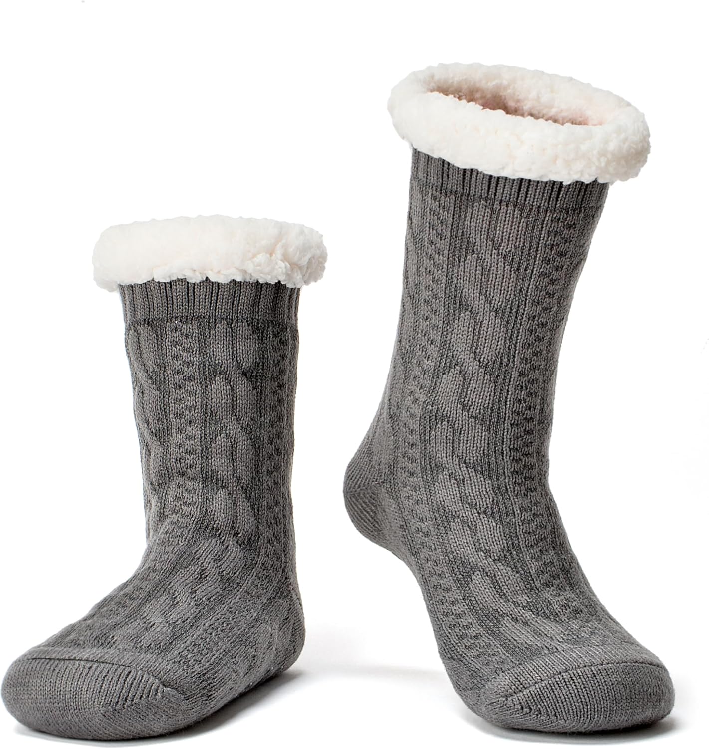 Women's Fuzzy Slipper Socks with Non-Slip Grippers, Cozy Fluffy Sherpa Lined, Cute Christmas Gifts
