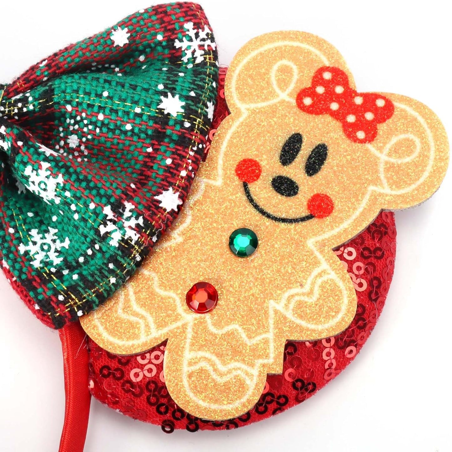 Christmas Mouse Ears Headband, Christmas Ears for Women Adult Kids, Christmas Headband Park Ears Christmas Party Cosplay Costumes Accessories (Ginger)