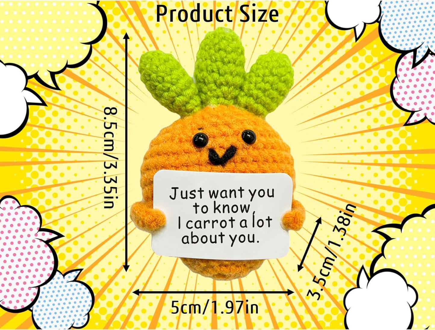 Funny Mini Positive Potato, Cute Crochet Doll with Positive Card, Soft Wool Knitting Toy Decoration