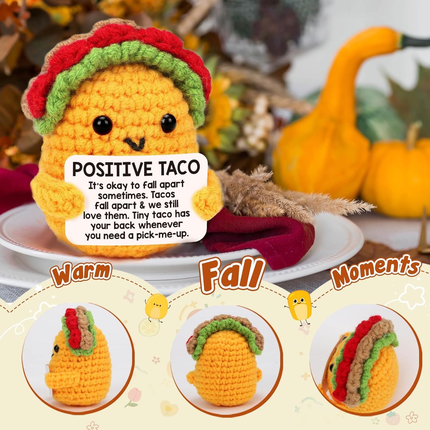 Positive Crochet Taco Christmas Birthday Gifts Home Decor Emotional Inspirational Support