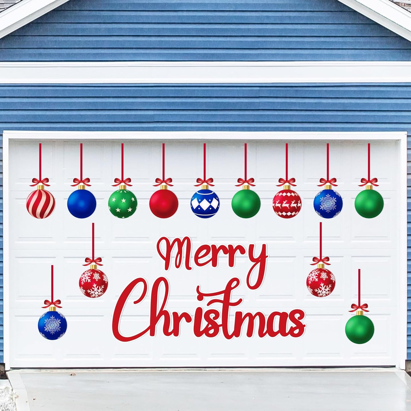 90shine 32PCS Christmas Garage Door Decorations Magnets - Merry Xmas Ball Holiday Refrigerator Fridge Kitchen Decor(Red, Silver)