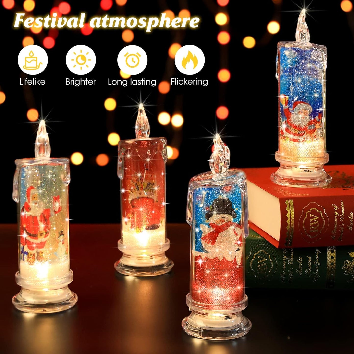 Rose Shadow LED Flameless Candles, 6PCS Romantic Battery Operated Candles Led Pillar Candles for Valentines Anniversary Wedding Christmas Decorations(White, D 2.5" x H 7.2")