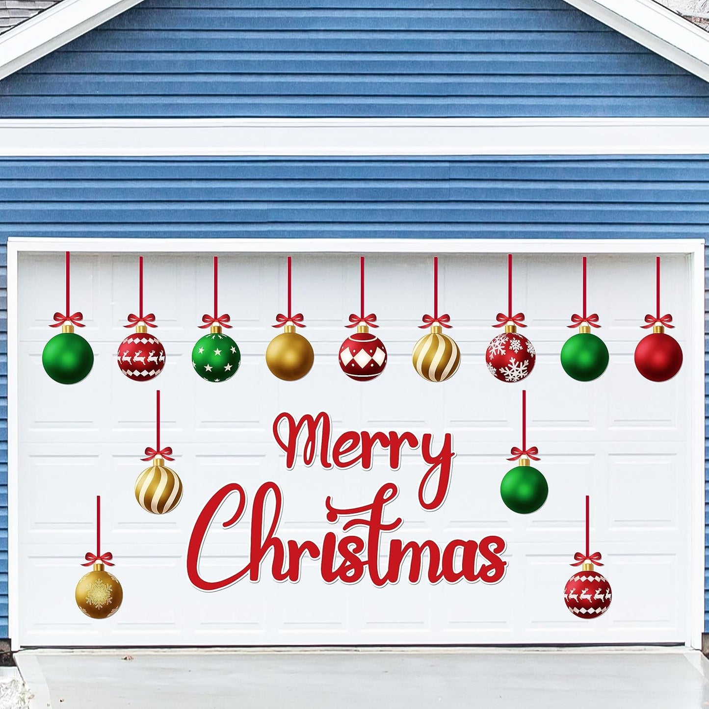 90shine 32PCS Christmas Garage Door Decorations Magnets - Merry Xmas Ball Holiday Refrigerator Fridge Kitchen Decor(Red, Silver)
