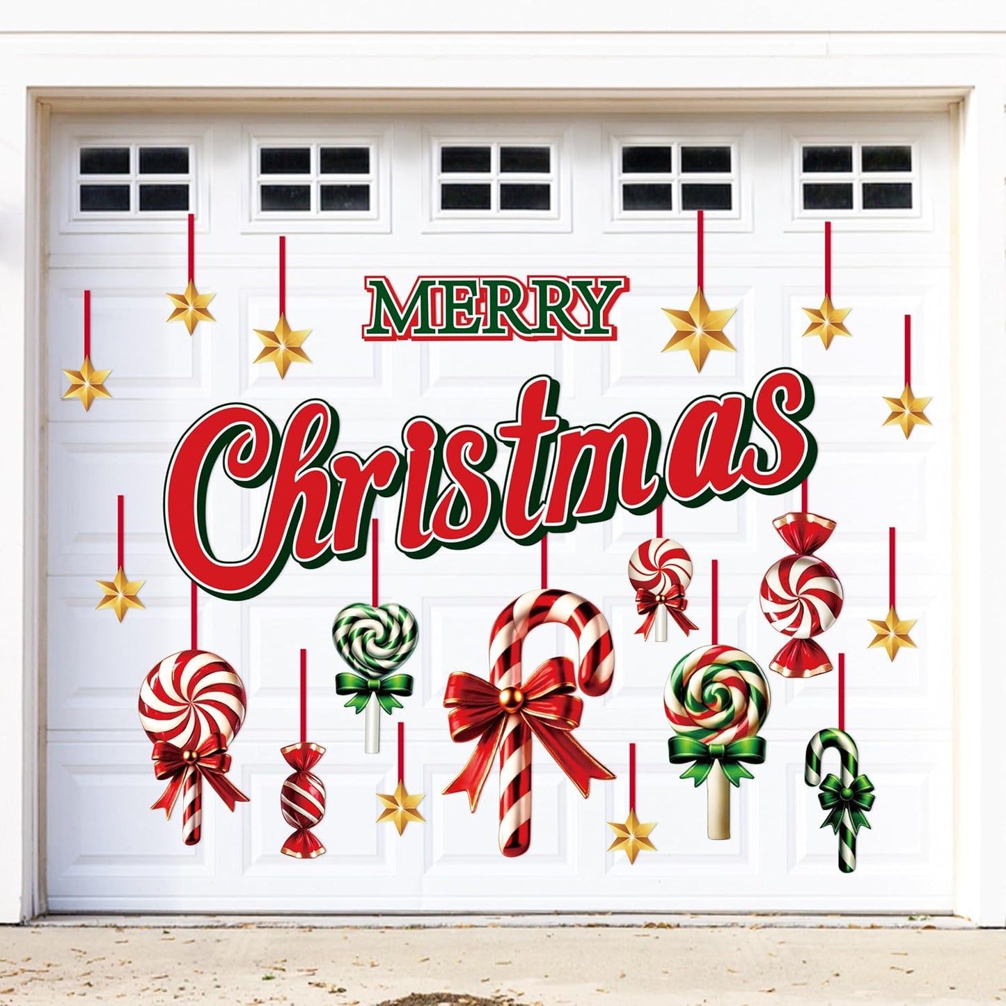 90shine 32PCS Christmas Garage Door Decorations Magnets - Merry Xmas Ball Holiday Refrigerator Fridge Kitchen Decor(Red, Silver)