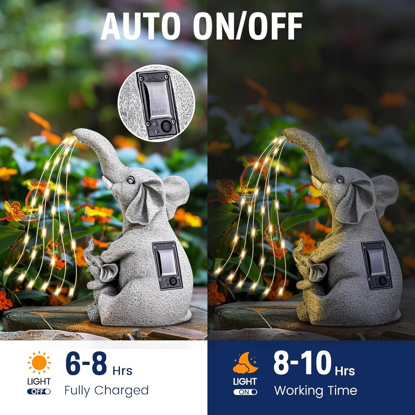 Solar Garden Outdoor Statues Green Monster with Christmas Tree and 6 LED Lights-Christmas Lawn Deco Statue for Patio, Balcony - Unique Christmas Housewarming Gifts