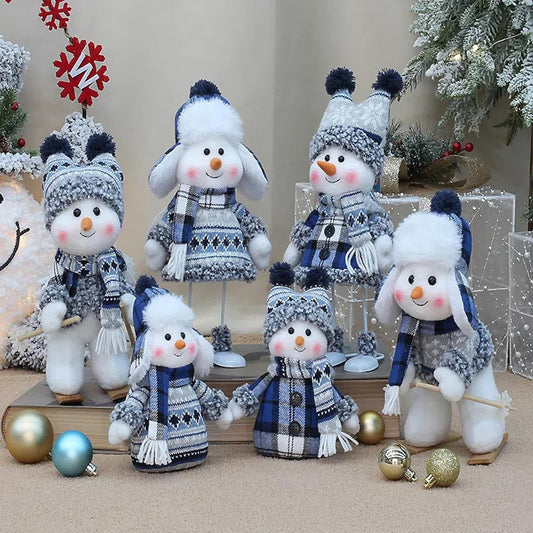 Christmas Blue Fabric Doll Doll Cute Ski Swing Snowman Decoration Ornaments