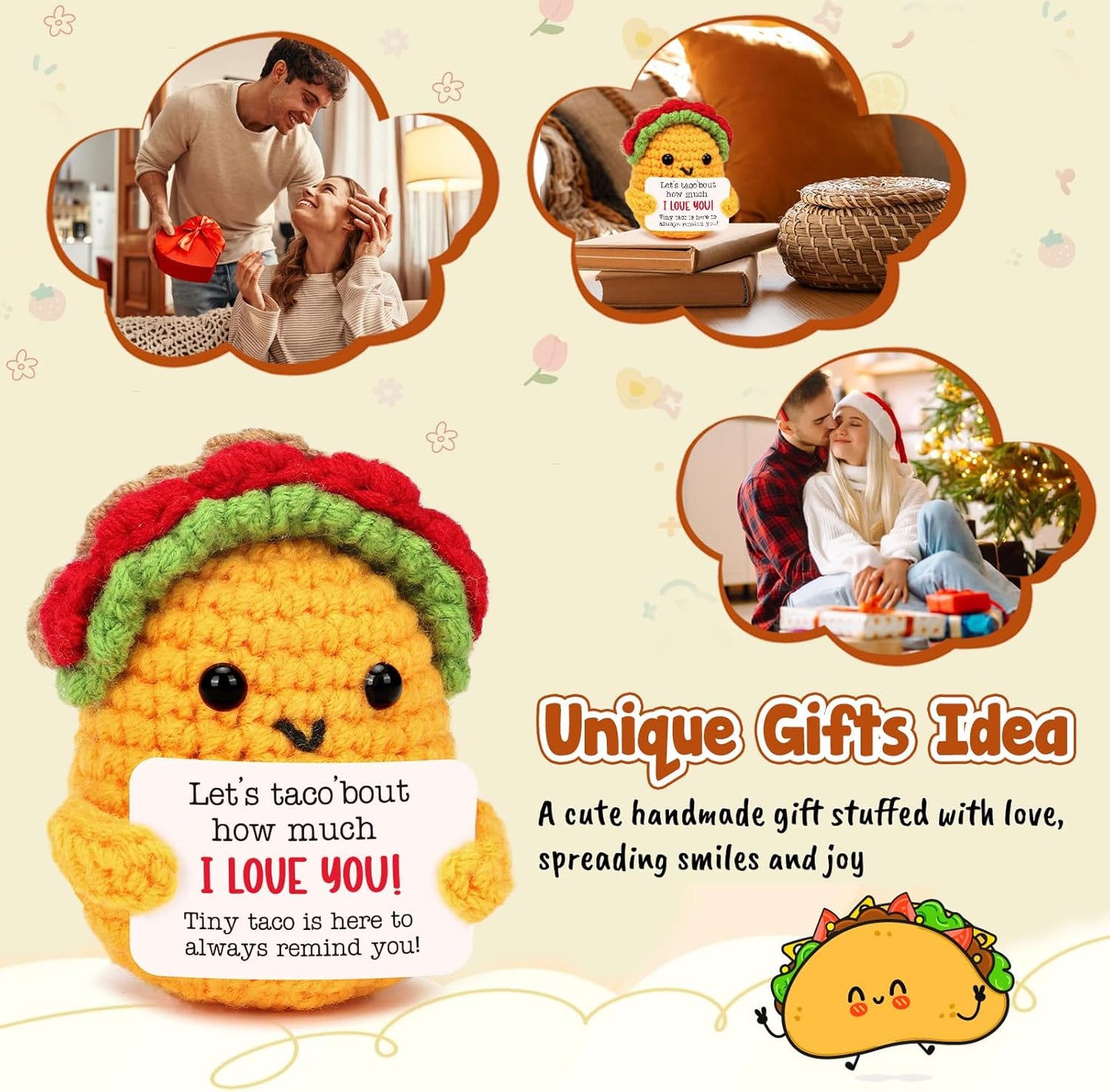 Positive Crochet Taco Christmas Birthday Gifts Home Decor Emotional Inspirational Support
