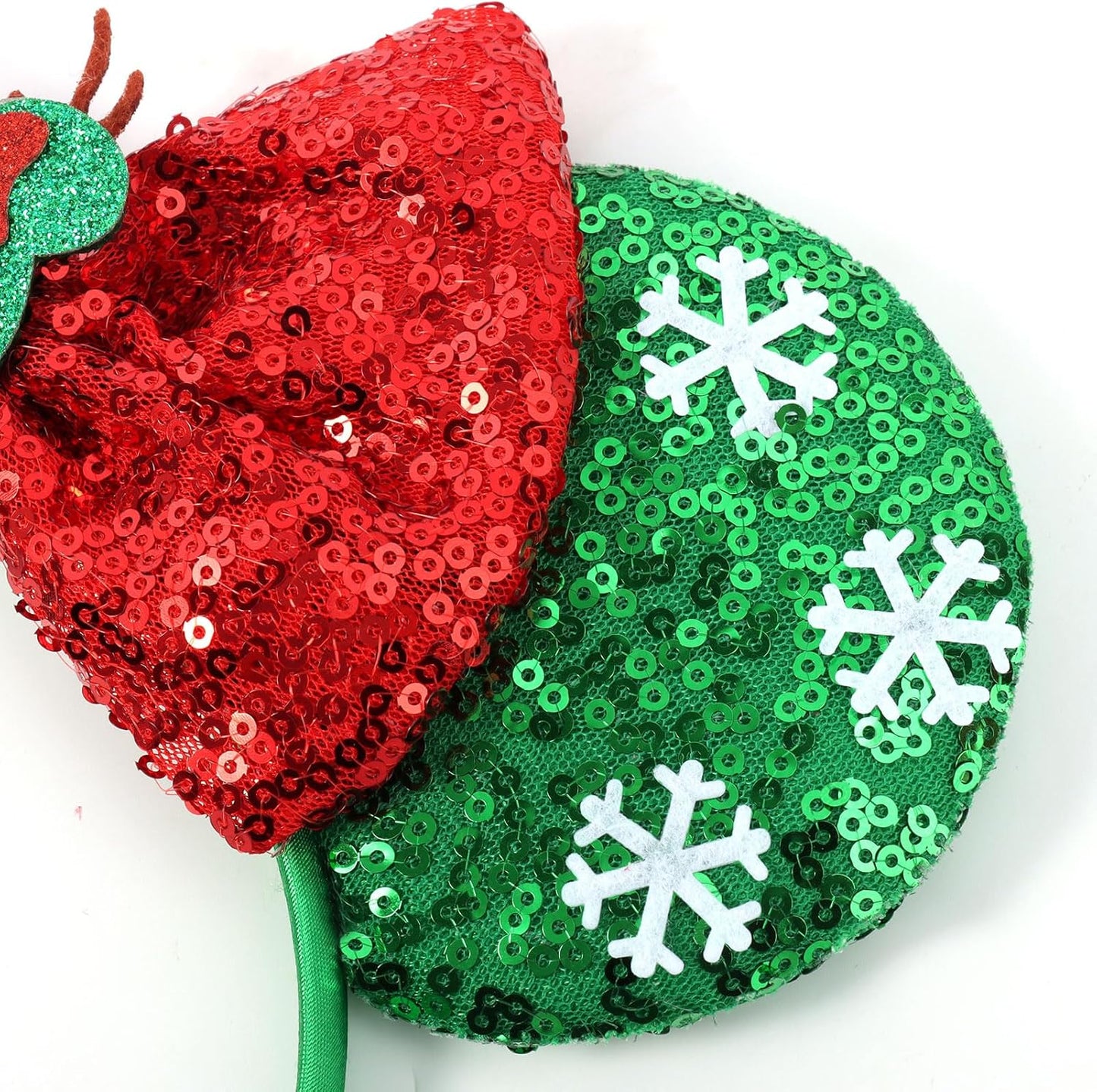 Christmas Mouse Ears Headband, Christmas Ears for Women Adult Kids, Christmas Headband Park Ears Christmas Party Cosplay Costumes Accessories (Ginger)