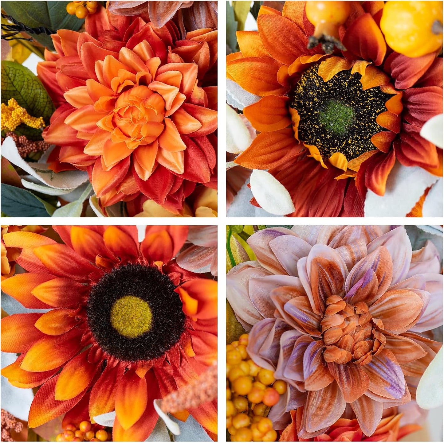 Fall Wreaths for Front Door 24 Inch Fall Wreath with Sunflowers, Dahlias & Pumpkins Autumn Harvest Wreath for Thanksgiving Outdoor or Indoor Autumn Wreaths for Front Door