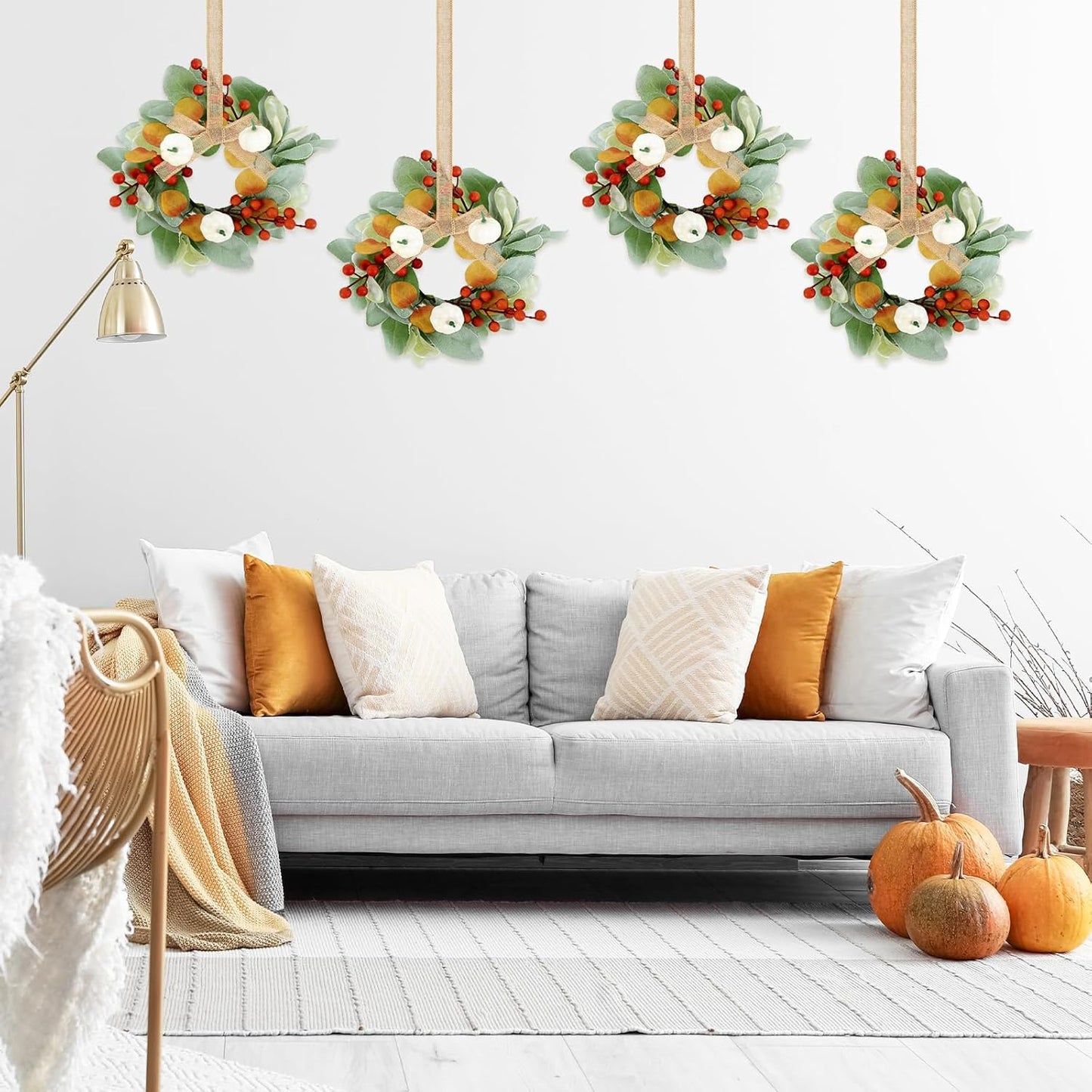 24" Christmas Wreaths for Front Door 2 PCS Christmas Teardrop Swag Winter Wreath with Red Ball Red Berry Pine Needles for Indoor Outdoor Farmhouse Home Wall Window Festival Wedding Decor