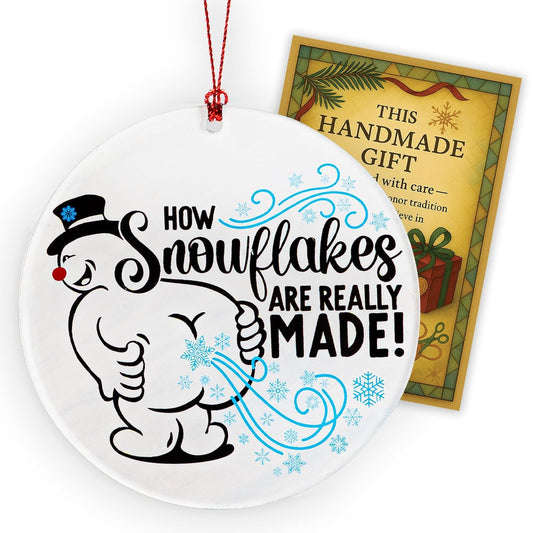 Funny Snowman Ornament 2025, Christmas Ornaments 2025, Funny Christmas Tree Decoration, Gag Gift for Adults, Unique Holiday Humor, How snowflakes, Mica Hanging Piece