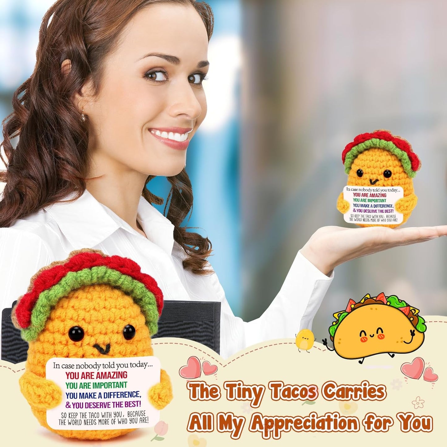 Positive Crochet Taco Christmas Birthday Gifts Home Decor Emotional Inspirational Support