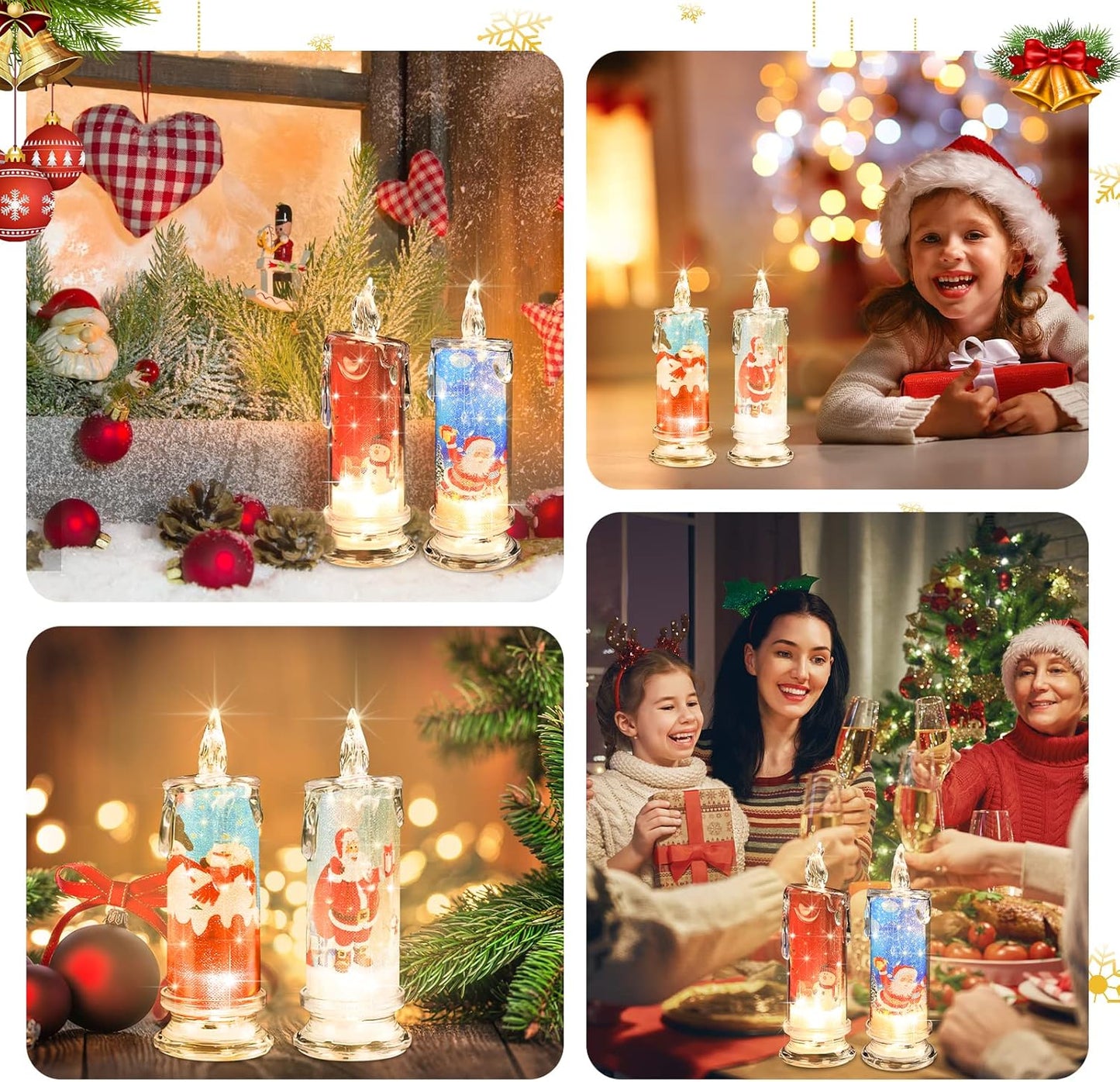 Rose Shadow LED Flameless Candles, 6PCS Romantic Battery Operated Candles Led Pillar Candles for Valentines Anniversary Wedding Christmas Decorations(White, D 2.5" x H 7.2")