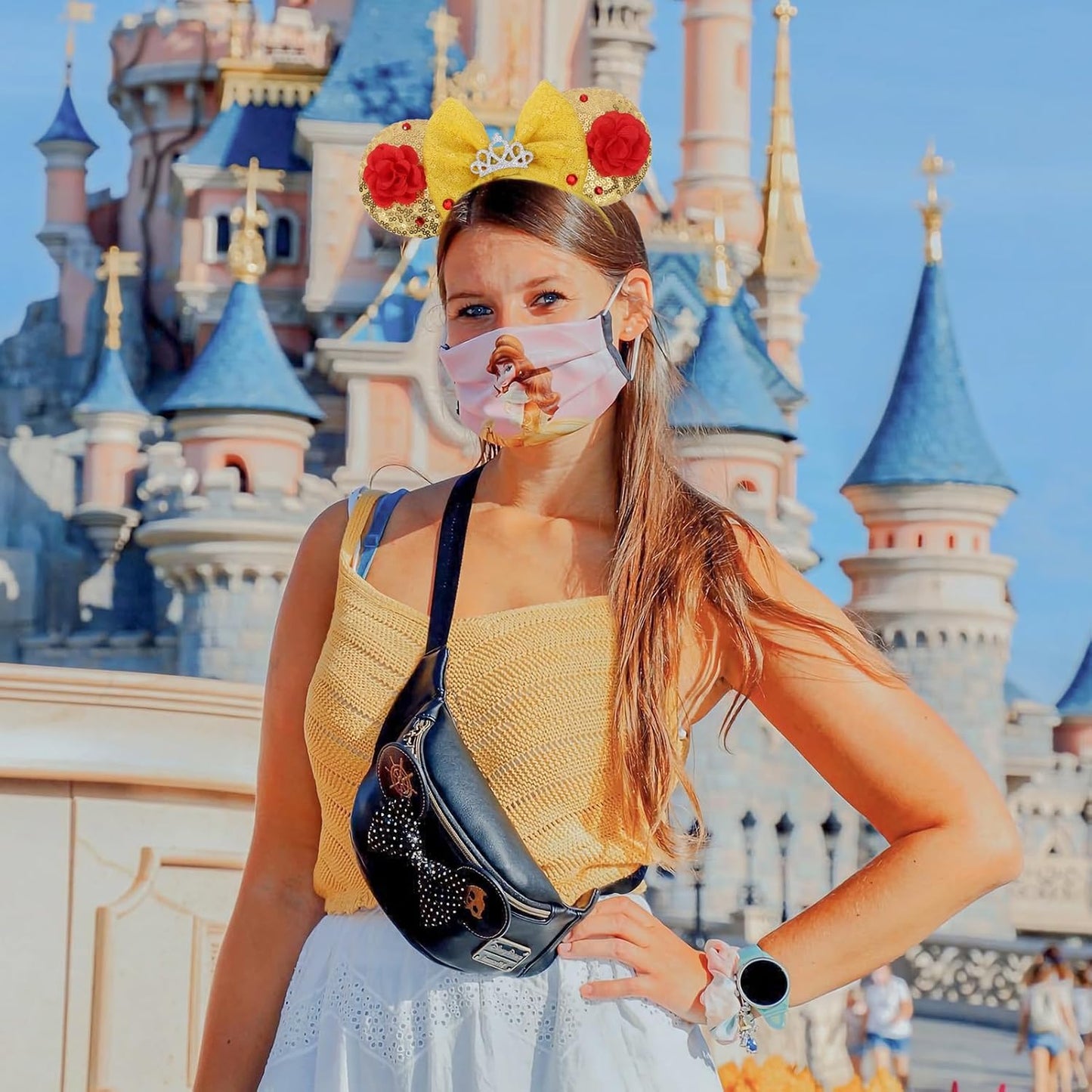 Christmas Mouse Ears Headband, Christmas Ears for Women Adult Kids, Christmas Headband Park Ears Christmas Party Cosplay Costumes Accessories (Ginger)