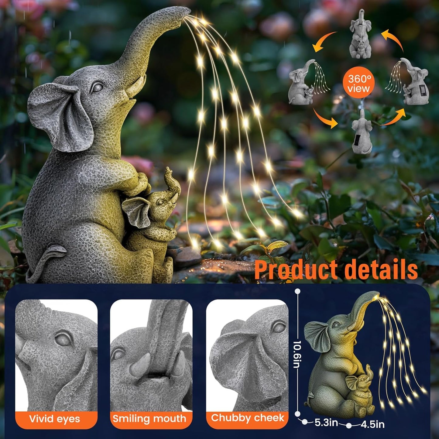 Solar Garden Outdoor Statues Green Monster with Christmas Tree and 6 LED Lights-Christmas Lawn Deco Statue for Patio, Balcony - Unique Christmas Housewarming Gifts