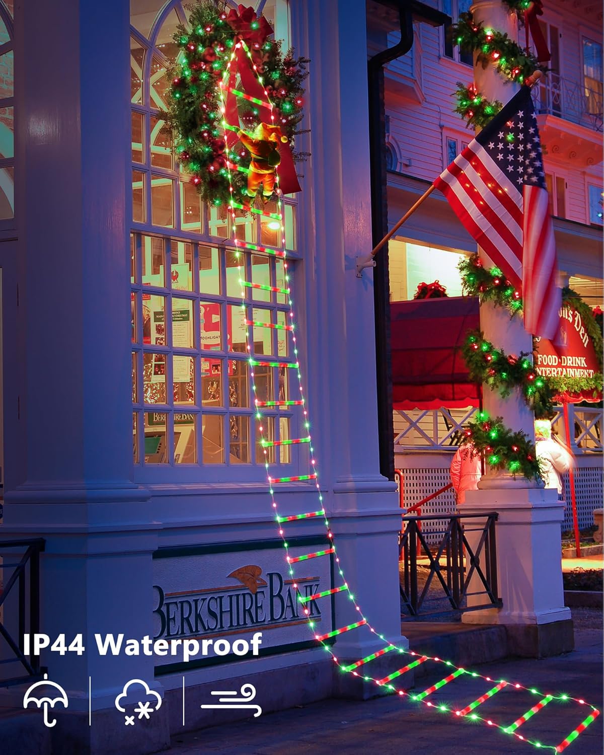 LED Christmas Lights - 10ft Christmas Decorative Ladder Lights with Santa Claus, Xmas Decorations Light for Indoor Outdoor, Window, Garden, Home, Wall, Xmas Tree Decor - Warm White