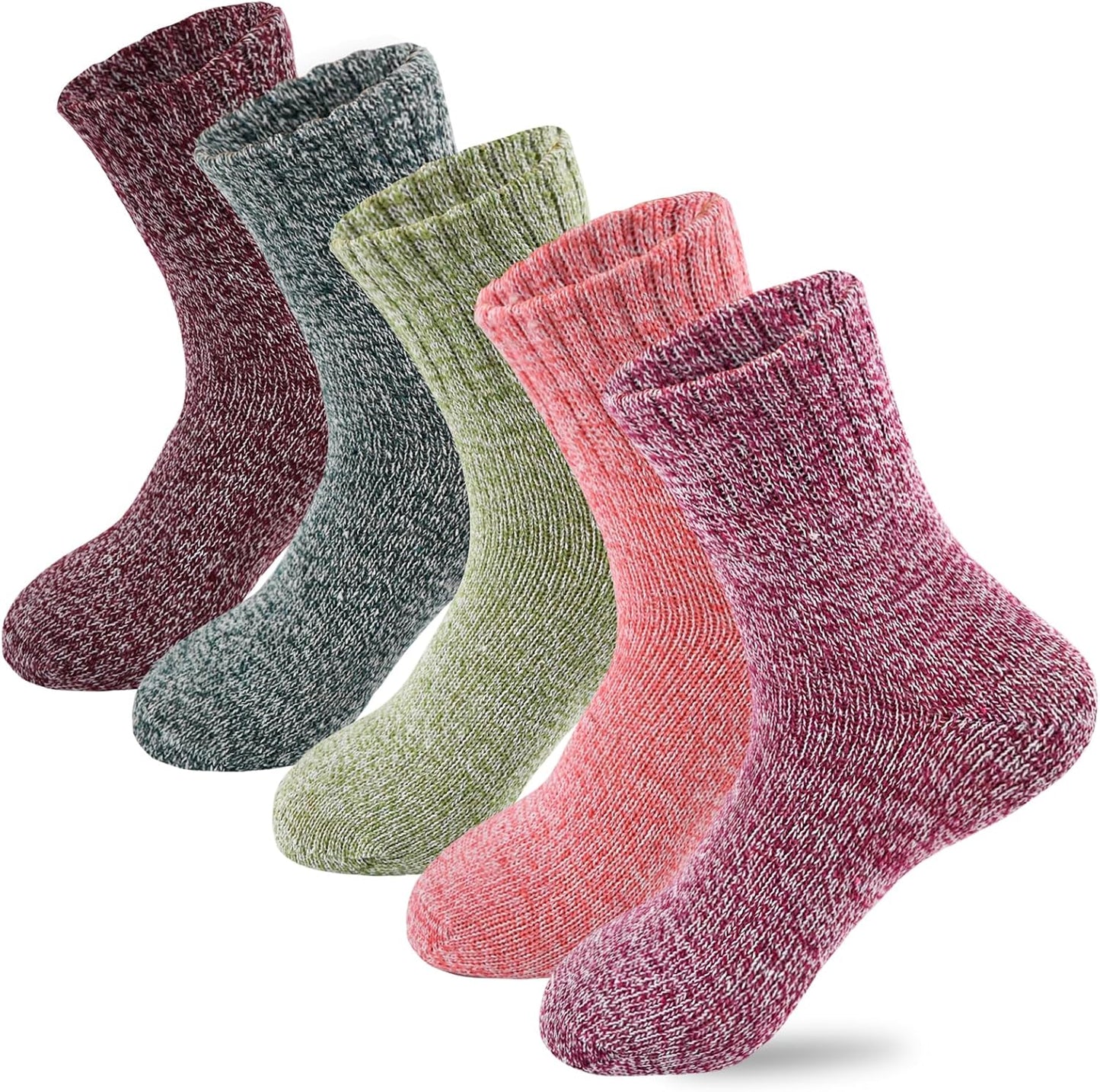 5Pairs Free Size Fuzzy Socks Soft Wool Crew Warm Socks for Women Winter Multicolor Christmas Womens Winter Socks Gift Box