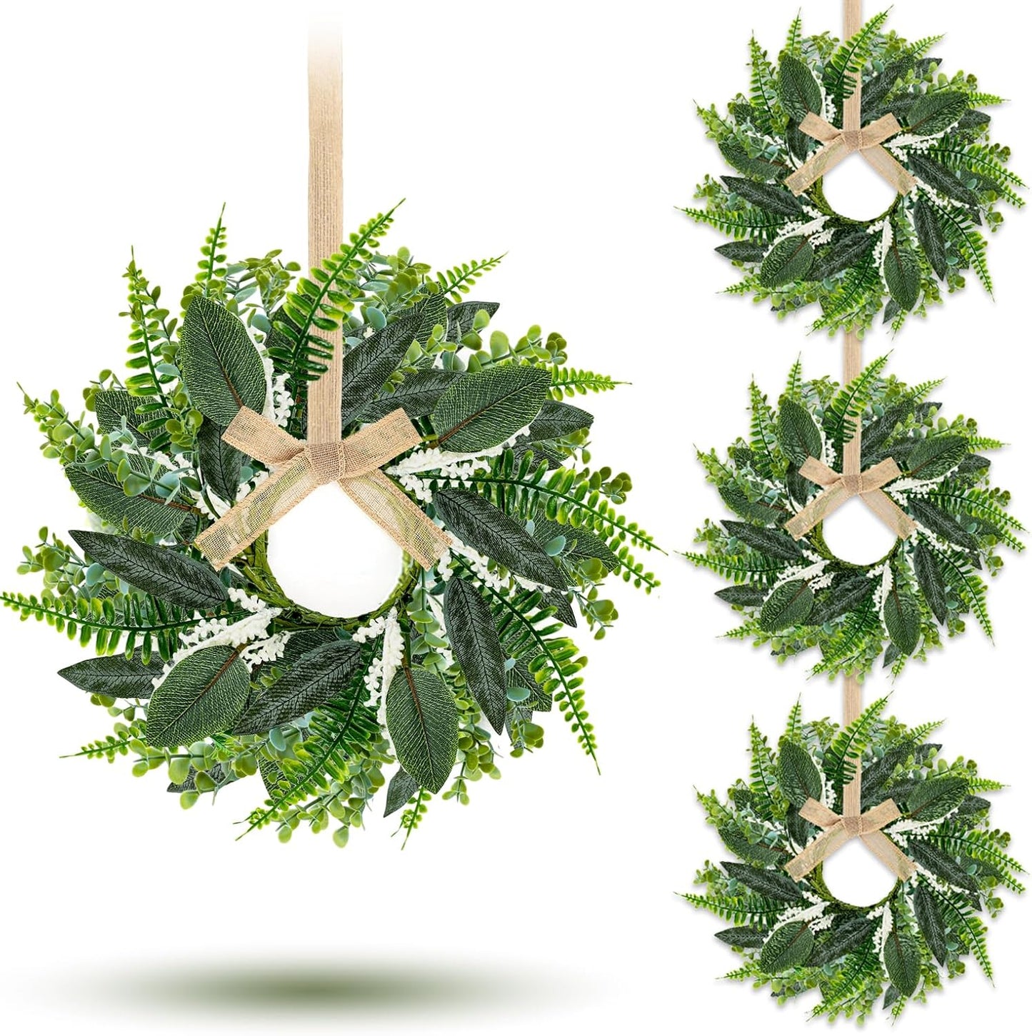 24" Christmas Wreaths for Front Door 2 PCS Christmas Teardrop Swag Winter Wreath with Red Ball Red Berry Pine Needles for Indoor Outdoor Farmhouse Home Wall Window Festival Wedding Decor
