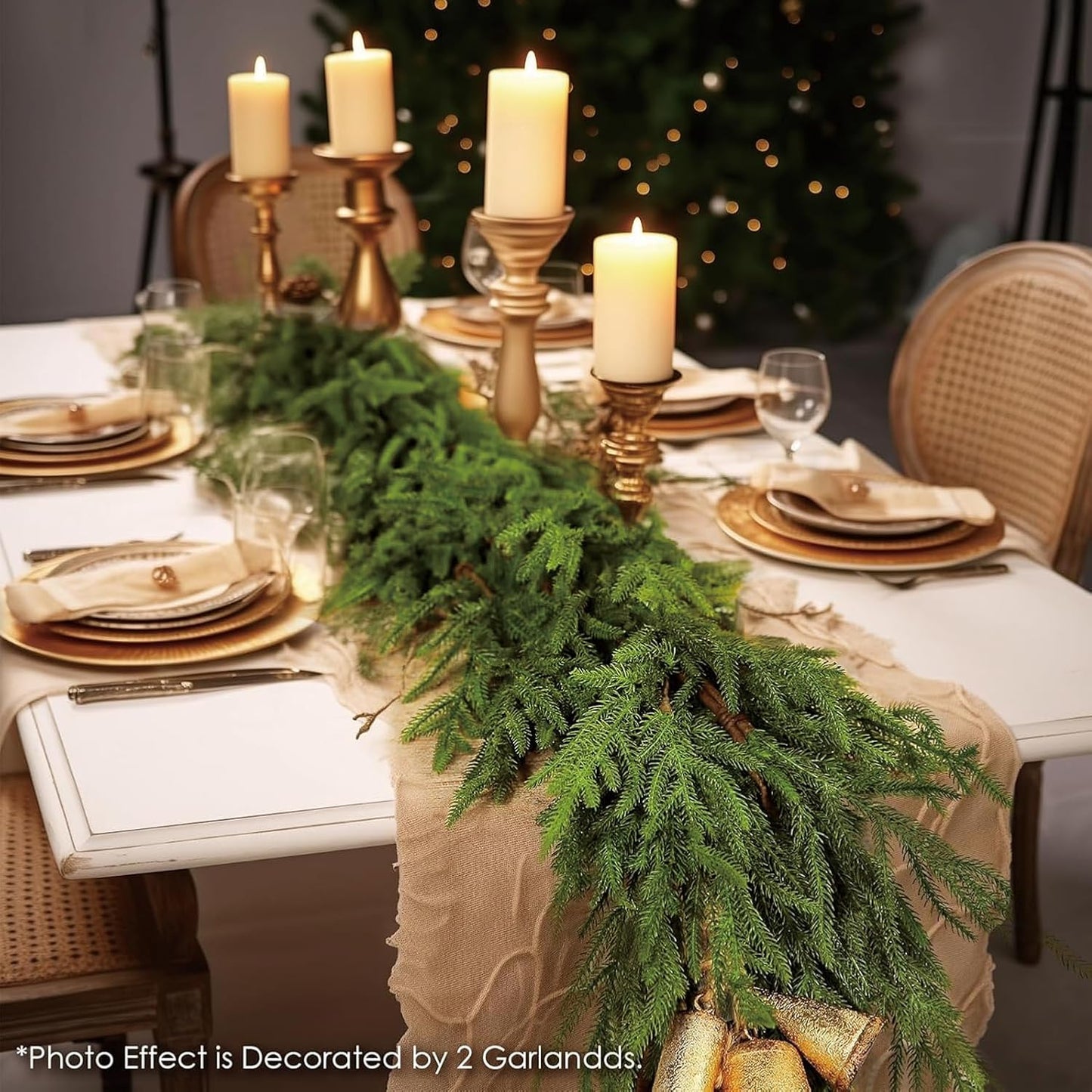 2025 Upgraded 6 Ft Artificial Norfolk Pine Garlands, Real Touch Winter Pine Garland, for Staircase, Table, Mantle, Wall, Indoor, Outdoor Christmas Decorations, Flower Arranging(1 Pack Without Light)